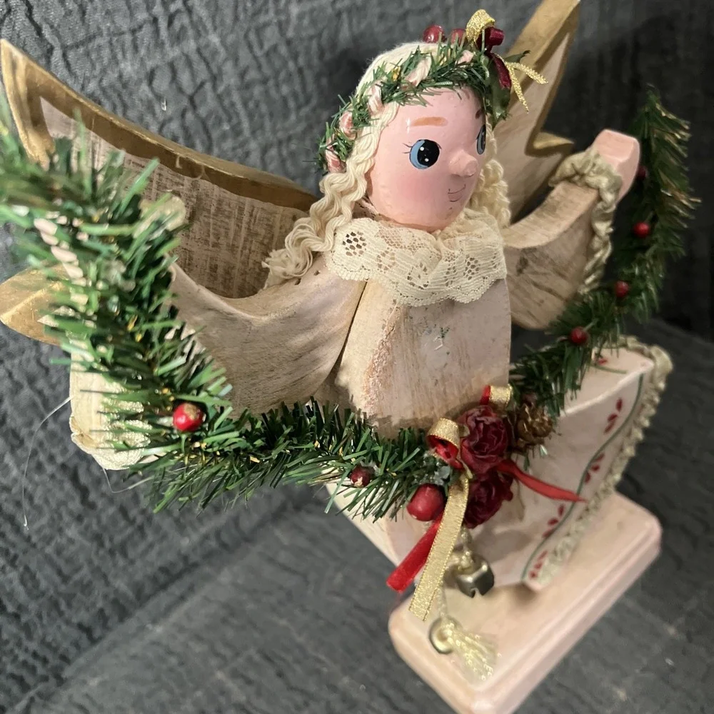 Vintage Wooden Angel Figurine Christmas Décor – 13